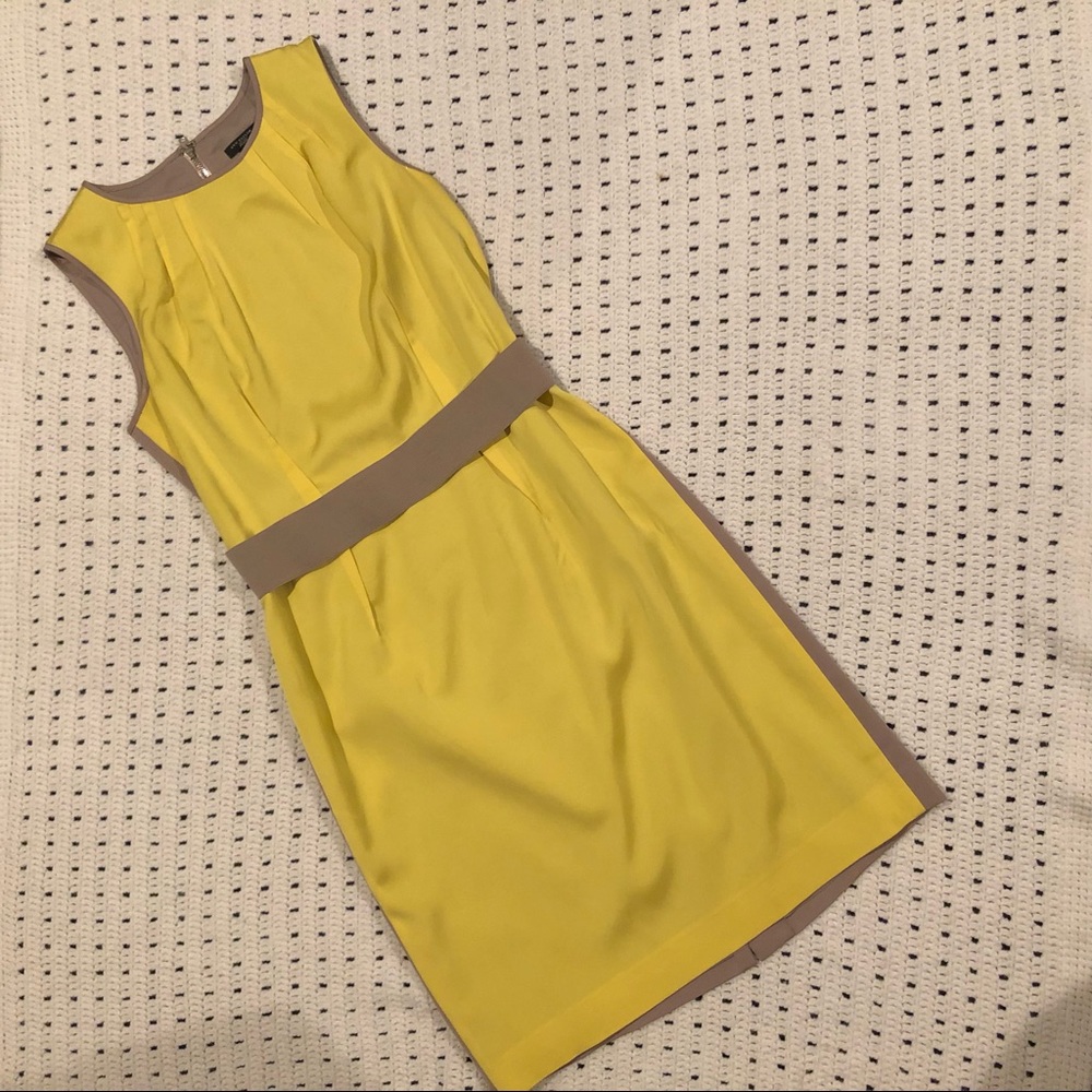 Ann Taylor yellow and grey dress 2P